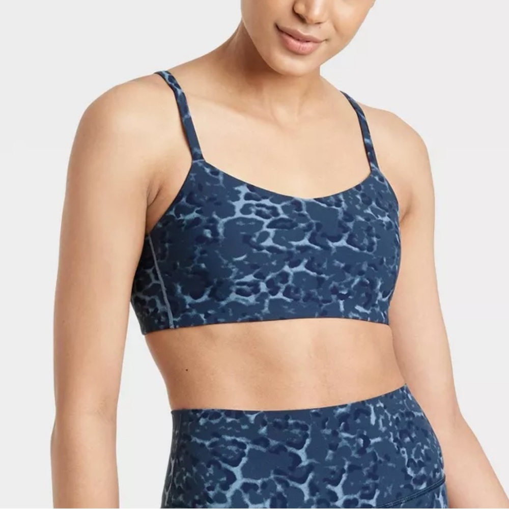 Navy Blue Printed Sports Bra